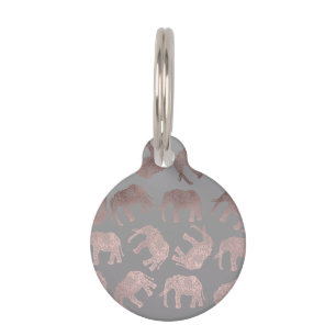 elegant clear rose gold tribal elephant pattern pet tag