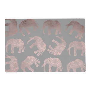 elegant clear rose gold tribal elephant pattern placemat