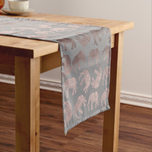elegant clear rose gold tribal elephant pattern short table runner