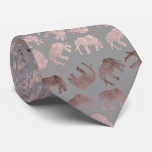 elegant clear rose gold tribal elephant pattern tie