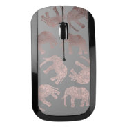 Elegant Clear Rose Gold Tribal Elephant Pattern Wireless Mouse at Zazzle