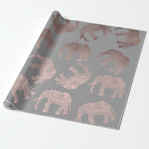 elegant clear rose gold tribal elephant pattern wrapping paper