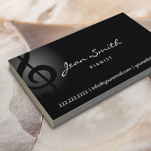 Customizable Elegant Clef Musician/Pianist Dark Business Card