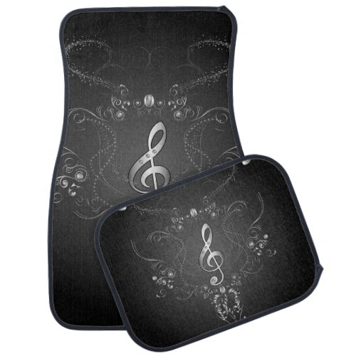 Elegant  clef with floral elements car floor mat