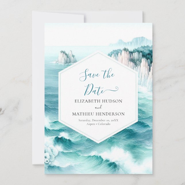  Elegant Cliff Nautical Wedding Save The Date (Front)