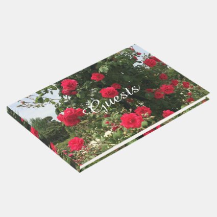 Elegant Climbing Red Roses Guest Book