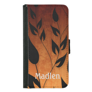 Elegant Climbing Vines Pattern Monogram Her Samsung Galaxy S5 Wallet Case
