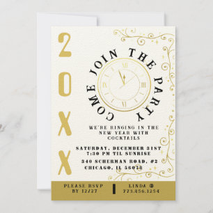Elegant Clock New Year's Eve Party Invitation