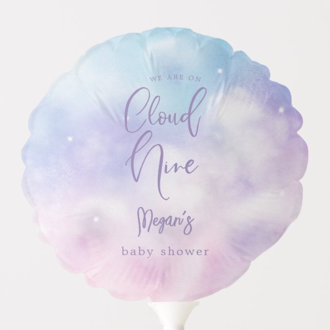 Elegant Cloud Nine Girl Baby Shower Balloon (Front)