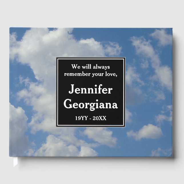 Elegant Cloudy Sky Memorial Guestbook (Front)