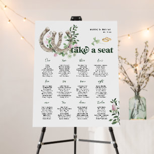 Elegant Clover Horseshoe Botanical Wedding Seating Foam Board