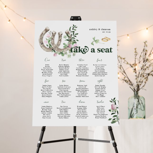 Elegant Clover Horseshoe Botanical Wedding Seating Foam Board (In Situ (Stand))