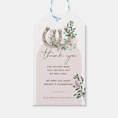 Elegant Clover Horseshoes Botanical Wedding Gift Tags