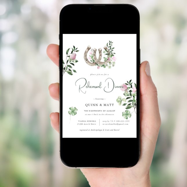 Elegant Clover Horseshoes | Rehearsal Dinner Invitation (Front Digital)