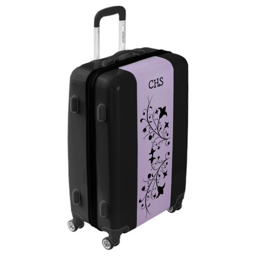 Elegant Cluster Black silhouette Flowers on Stem Luggage