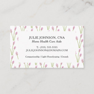 Elegant CNA Home HealthCare Pink Floral Pattern Business Card