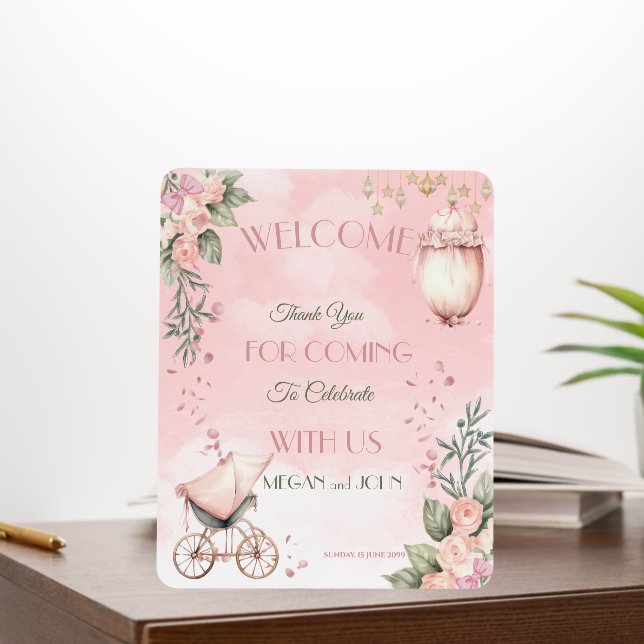 Elegant Co-Ed Watercolor Baby Shower Welcome  Foam Board (In Situ (Office))