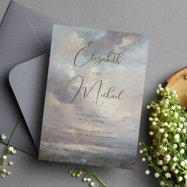 Elegant Coast Ocean Sky Landscape Wedding Save The Date (Creator Uploaded)