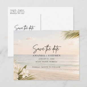 Elegant Coastal Beach Wedding Save the Date Announcement Postcard