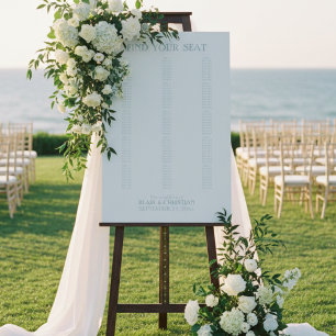 Elegant Coastal Blue Modern Wedding Seating Chart Foam Board