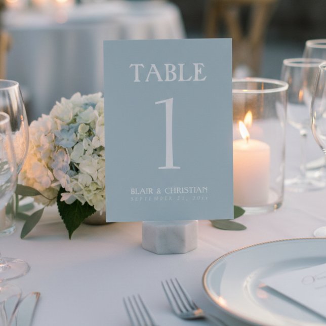 Elegant Coastal Blue Modern Wedding Table Number (Elegant Coastal Blue Modern Wedding Table Number
)