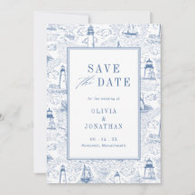 Elegant Coastal Blue Toile Wedding Photo