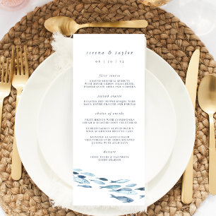 Elegant Coastal Blue Watercolor Fish Wedding Menu