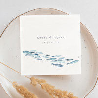 Elegant Coastal Blue Watercolor Fish Wedding