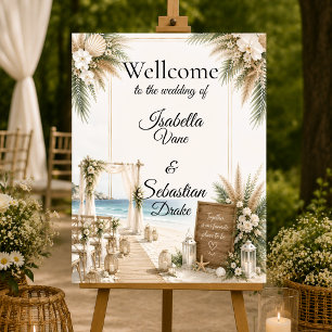 Elegant Coastal Boho Romance Wedding Foam Board