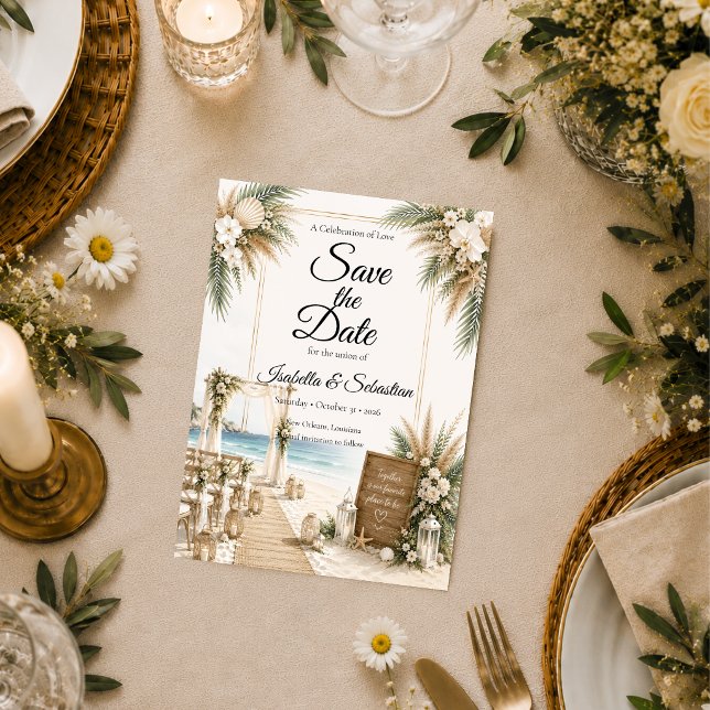 Elegant Coastal Boho Romance Wedding Save The Date (Creator Uploaded)