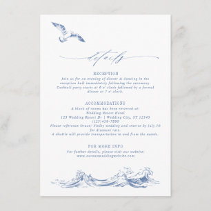 Elegant Coastal Chic Blue Wedding Details Enclosure Card