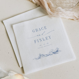 Elegant Coastal Chic Blue Wedding Napkins