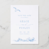 Elegant Coastal Chic Blue Wedding Save the Date