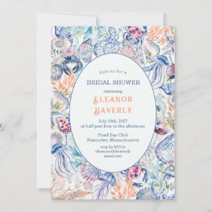Elegant Coastal Chinoiserie Bridal Shower Invitation