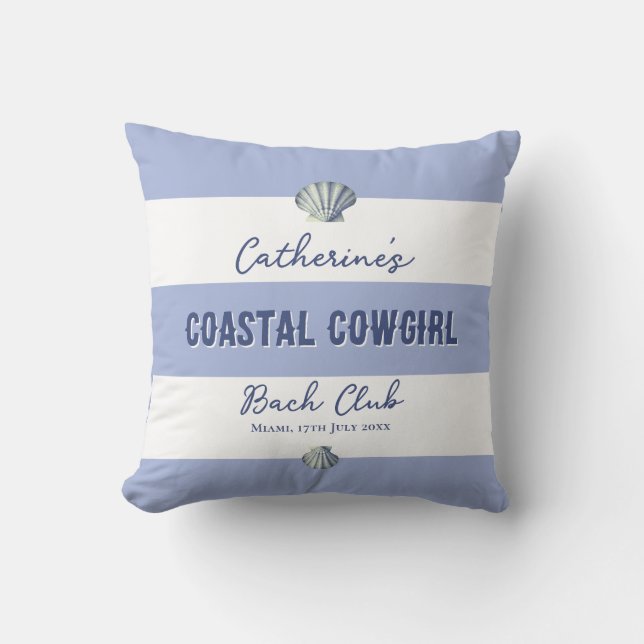 Elegant Coastal Cowgirl Soft Blue White Stripes   Throw Pillow (Front)