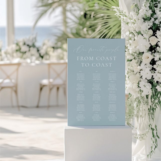 Elegant Coastal Dusty Blue Wedding Seating Chart Foam Board (Elegant Coastal Dusty Blue Wedding Seating Chart Foam Board)