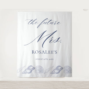 Elegant Coastal Future Mrs. Photo Booth Backrop Tapestry