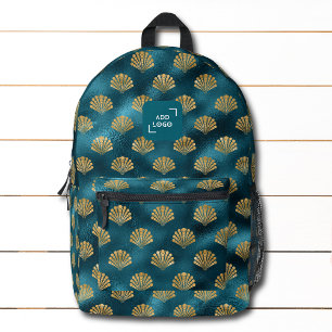 Elegant Coastal Gold Seashell Logo Corporate Printed Backpack