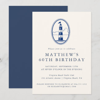 Elegant Coastal Lighthouse Adult Birthday Party Invitation