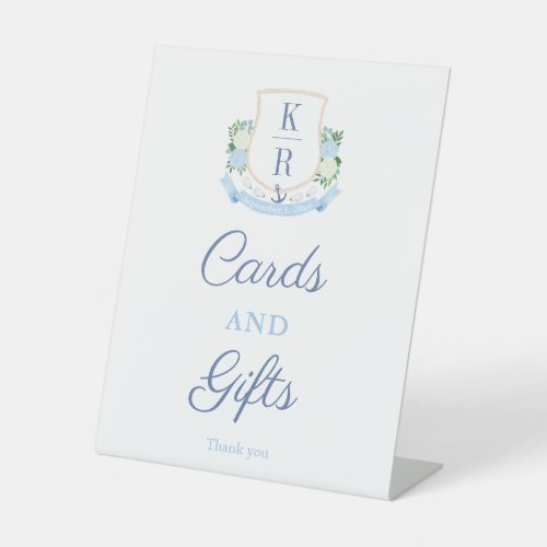 Elegant Coastal Monogram Cards And Gifts Pedestal Sign