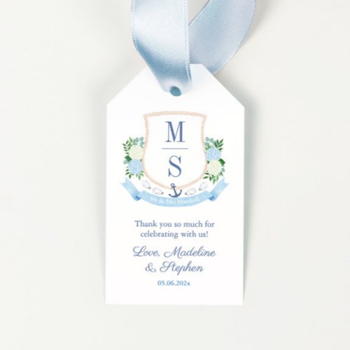 Elegant Coastal Monogram Wedding Favor Tags