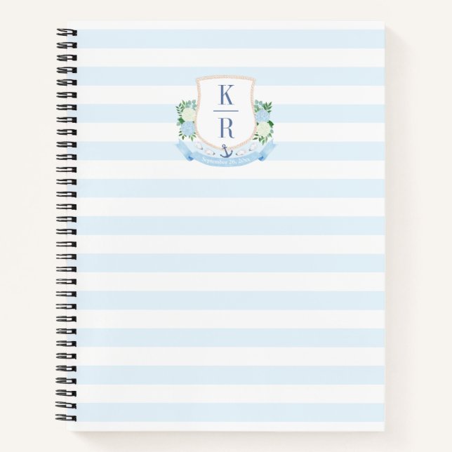 Elegant Coastal Monogram Wedding Planning Notebook (Front)