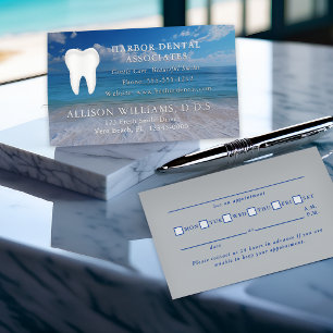 Elegant Coastal Ocean Silver Dental Appointment Foil Spot Gloss Business Cards