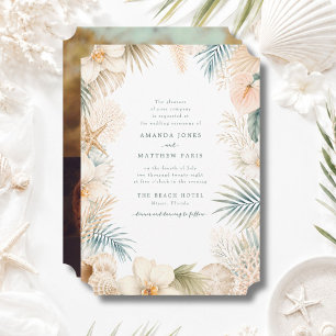 Elegant Coastal Photo Beach Wedding Invite