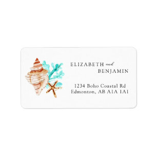 Elegant Coastal Seashell Custom Beach Wedding Label