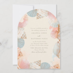 Elegant Coastal Seashell Photo Wedding Invitation