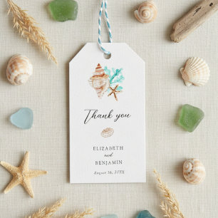 Elegant Coastal Seashell Thank you Beach Wedding Gift Tags