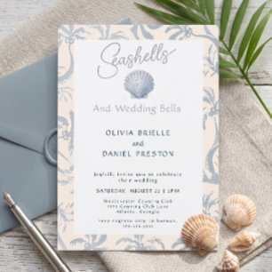Elegant Coastal Seashell Wedding Invitation