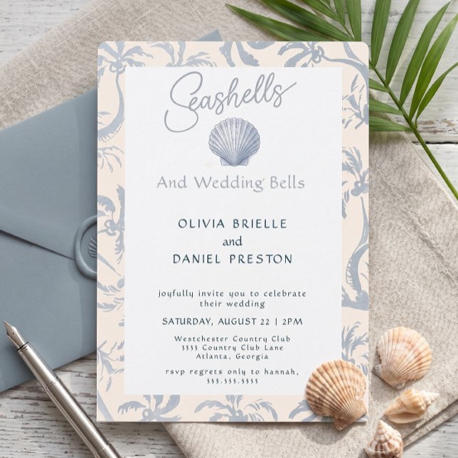 Elegant Coastal Seashell Wedding Invitation (Creator Uploaded)