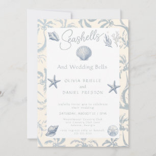 Elegant Coastal Seashell Wedding Invitation